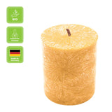 Stumpenkerze aus Stearin, Mandarin, 50/65 mm, 100% pflanzlicher Wachs, KERZENFARM HAHN, Brenndauer ca. 15h - luterne.shop