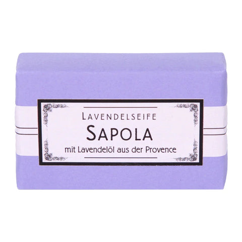 Sapola Lavendelseife, Apomanum, 100% natürlich, mit naturreinen ätherischen Pflanzenölen, 100 g, Körperpflege - luterne.shop