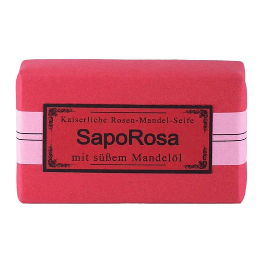 SapoRosa Rosen-Mandel-Seife, Apomanum, 100% natürlich, mit naturreinen ätherischen Pflanzenölen, 100 g