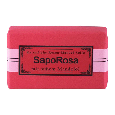 SapoRosa Rosen-Mandel-Seife, Apomanum, 100% natürlich, mit naturreinen ätherischen Pflanzenölen, 100 g, Körperpflege - luterne.shop