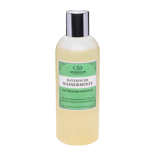 Duschgel Bayerische Wasserminze, Apomanum, 100% natürlich, mit naturreinen ätherischen Pflanzenölen, 250 ml