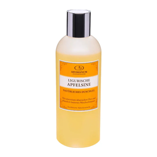 Duschgel Ligurische Apfelsine, Apomanum, 100% natürlich, mit naturreinen ätherischen Pflanzenölen, 250 ml
