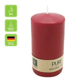 100% PURE, NATURAL WAX, Stumpenkerze, Karminrot, WENZEL, 130/70 mm, Brenndauer ca. 52h, 100% plastikfrei - luterne.shop