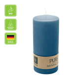 100% PURE, NATURAL WAX, Stumpenkerze, Nachtblau, WENZEL, 130/60 mm, Brenndauer ca. 41h, 100% plastikfrei - luterne.shop