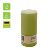 100% PURE, NATURAL WAX, Stumpenkerze, Olive, WENZEL, 130/60 mm, Brenndauer ca. 41h, 100% plastikfrei - luterne.shop