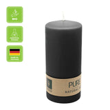 100% PURE, NATURAL WAX, Stumpenkerze, Schwarz, WENZEL, 130/60 mm, Brenndauer ca. 41h, 100% plastikfrei - luterne.shop