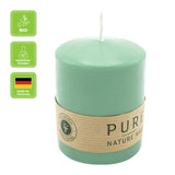 100% PURE, NATURAL WAX, Stumpenkerze, Smaragd, WENZEL, 90/70 mm, Brenndauer ca. 38h, 100% plastikfrei - luterne.shop