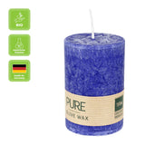 100% PURE, OLIVE WAX, vegane Stumpenkerze, Nachtblau, WENZEL, 90/60 mm, Brenndauer ca. 27h - luterne.shop