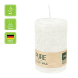 100% PURE, OLIVE WAX, vegane Stumpenkerze, Natural, WENZEL, 90/60 mm, Brenndauer ca. 27h - luterne.shop
