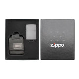 ZIPPO, Black Crackle Black Pouch Geschenkset, ZIPPO-Feuerzeug inkl. Feuerzeugbeutel - luterne.shop