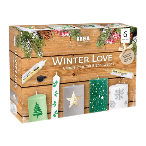KREUL Candle Pen, 6er Set Winter Love, Kerzenstifte mit feiner Malspitze, zum Bemalen & Verzieren von Kerzen, mit Bienenwachs - luterne.shop