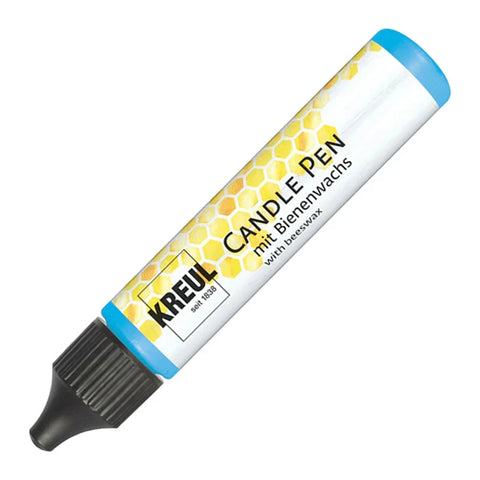 KREUL Candle Pen, Blau-Metallic, Kerzenstift mit feiner Malspitze, mit Bienenwachs, zum Bemalen & Verzieren von Kerzen - luterne.shop
