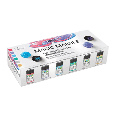 KREUL Magic Marble Marmorierfarben-Set, Metallic, 6 Farben je 20 ml - luterne.shop