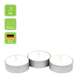 100% ÖKO-TEELICHTER aus regionaler Bio-Masse, BIOKEMA, Ø38 mm, Brenndauer ca. 4h, mit Aluminiumhülle, 24 Stück pro Verpackung - luterne.shop