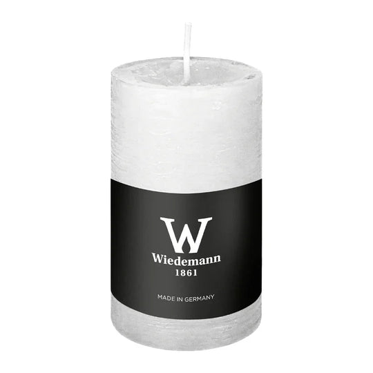 Marble Rustik Stumpenkerze Weiß, 90/58 mm, Wiedemann, Brenndauer 30h, durchgefärbt
