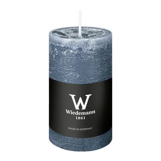 Marble Rustik Stumpenkerze Graublau, 90/58 mm, Wiedemann, Brenndauer 30h, durchgefärbt