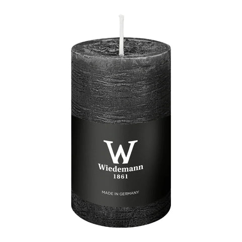 Marble Rustik Kerze Schwarz, 90/58 mm, Wiedemann, 30h