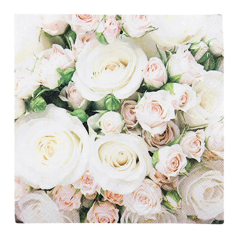 Cocktailservietten „Romantic Roses“, 25x25 cm, 3-lagig, Home Fashion®, 20 Stück - luterne.shop