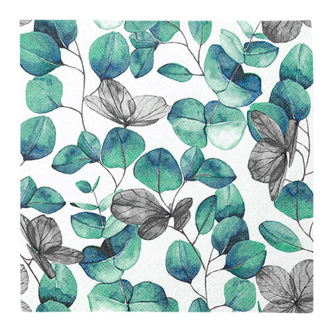 Cocktailservietten „Eucalyptus Leaves“, 25x25 cm, 3-lagig, Home Fashion®, 20 Stück - luterne.shop