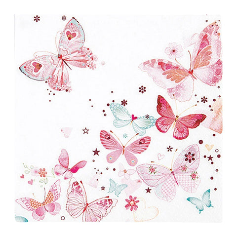 Lunchservietten „Lovely Butterflies“, 33x33 cm, 3-lagig, Home Fashion®, 20 Stück - luterne.shop