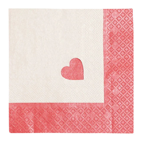 Stanzservietten „KombiSet Punched Heart Pearl Effect red/ivory“, 33x33 cm, 3-lagig, Home Fashion®, 10 Stück - luterne.shop