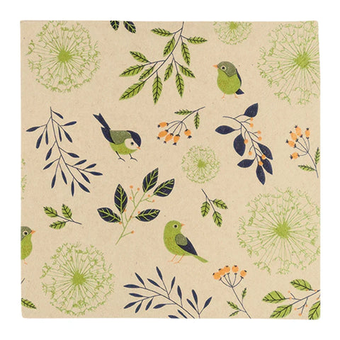 Recyclingservietten „Birds and Twigs green“, 33x33 cm, 2-lagig, Home Fashion®, 20 Stück - luterne.shop