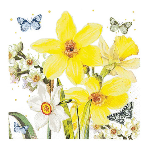 Lunchservietten „Watercolor Narcissus“, 33x33 cm, 3-lagig, Home Fashion®, 20 Stück - luterne.shop