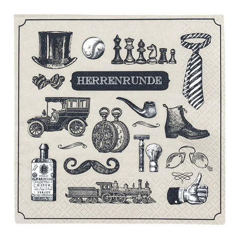 Lunchservietten „Herrenrunde“, 33x33 cm, 3-lagig, Home Fashion®, 20 Stück - luterne.shop