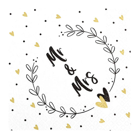 Lunchservietten „Mr&Mrs“, 33x33 cm, 3-lagig, Home Fashion®, 20 Stück - luterne.shop