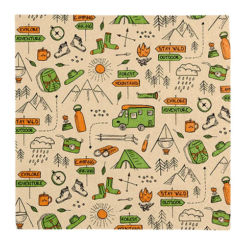 Recyclingservietten „Time for Camping“, 33x33 cm, 2-lagig, Home Fashion®, 20 Stück - luterne.shop