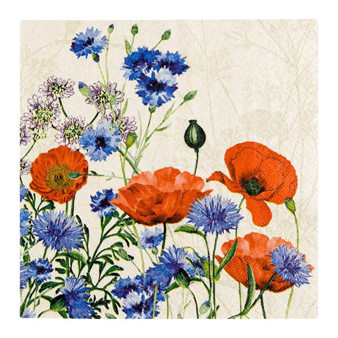 Recyclingservietten „Wild Poppies“, 33x33 cm, 2-lagig, Home Fashion®, 20 Stück - luterne.shop