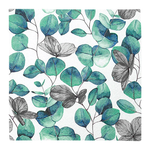 Lunchservietten „Eucalyptus Leaves“, 33x33 cm, 3-lagig, Home Fashion®, 20 Stück - luterne.shop