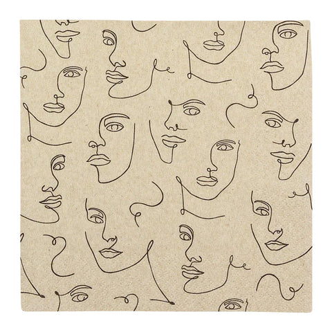 Recyclingservietten „Faces“, 33x33 cm, 2-lagig, Home Fashion®, 20 Stück - luterne.shop