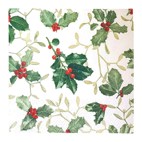 Cocktailservietten „Ilex and Mistletoe“, 25x25 cm, 3-lagig, Home Fashion®, 20 Stück - luterne.shop