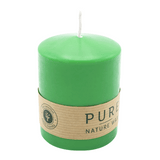 PURE Stumpenkerze Softgrün, 90/70 mm, WENZEL, Brenndauer 38h, plastikfrei, selbstverlöschend