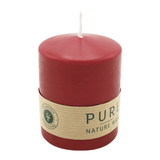 PURE Stumpenkerze Karminrot, 90/70 mm, WENZEL, Brenndauer 38h, plastikfrei, selbstverlöschend