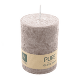PURE OLIVE Stumpenkerze Siena, 90/70 mm, WENZEL, Brenndauer 38h, plastikfrei, vegan