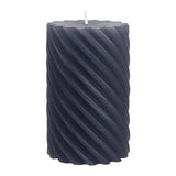 Stumpenkerze aus Paraffin, gedreht, Anthrazit, 110/70 mm, WENZEL, Brenndauer ca. 51h, Spiralkerze - luterne.shop