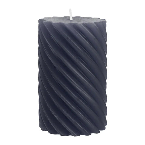 Stumpenkerze aus Paraffin, gedreht, Anthrazit, 110/70 mm, WENZEL, Brenndauer ca. 51h, Spiralkerze - luterne.shop