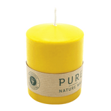 PURE Stumpenkerze Zitrone, 90/70 mm, WENZEL, Brenndauer 38h, plastikfrei, selbstverlöschend