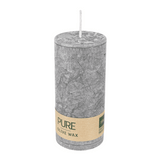 PURE OLIVE Stumpenkerze Anthrazit, 130/60 mm, WENZEL, Brenndauer 40h, plastikfrei, vegan