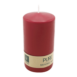 PURE Stumpenkerze Karminrot, 130/70 mm, WENZEL, Brenndauer 52h, plastikfrei, selbstverlöschend