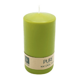 PURE Stumpenkerze Olive, 130/70 mm, WENZEL, Brenndauer 52h, plastikfrei, selbstverlöschend