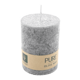 PURE OLIVE Stumpenkerze Anthrazit, 90/70 mm, WENZEL, Brenndauer 38h, plastikfrei, vegan