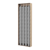 RUSTIC TWIST-Stabkerzen Silbergrau, WENZEL, 350/28 mm, Brenndauer ca. 23h, 4 Stück