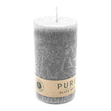 PURE OLIVE Stumpenkerze Anthrazit, 130/70 mm, WENZEL, Brenndauer 52h, plastikfrei, vegan