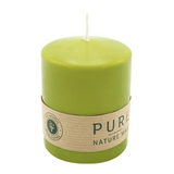 PURE Stumpenkerze Olive, 90/70 mm, WENZEL, Brenndauer 38h, plastikfrei, selbstverlöschend
