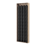 RUSTIC TWIST-Stabkerzen Schwarz, WENZEL, 350/28 mm, Brenndauer ca. 23h, 4 Stück