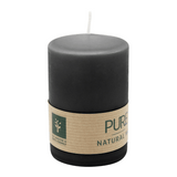 PURE Stumpenkerze Schwarz, 90/60 mm, WENZEL, Brenndauer 25h, plastikfrei, selbstverlöschend