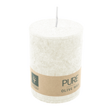 PURE OLIVE Stumpenkerze Natural, 90/70 mm, WENZEL, Brenndauer 38h, plastikfrei, vegan